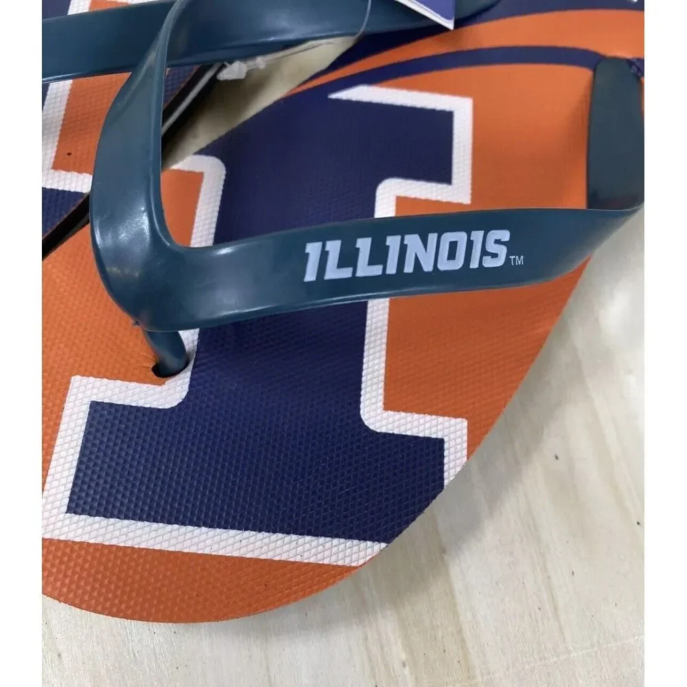 Illinois Fighting Illini NCAA Team Name Logo Flip Flops New Size Medium Mens 7-8